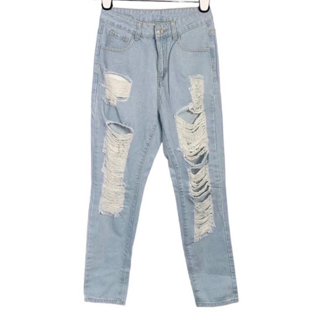 🤑 5/$25 SHEIN Blue Baggy Distressed Ripped Style High Waisted Jeans
